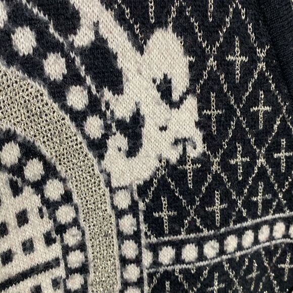 GRIFFLIN PARIS Abstract Angora Blend Button Down Cardigan Sweater - Picture 4 of 6